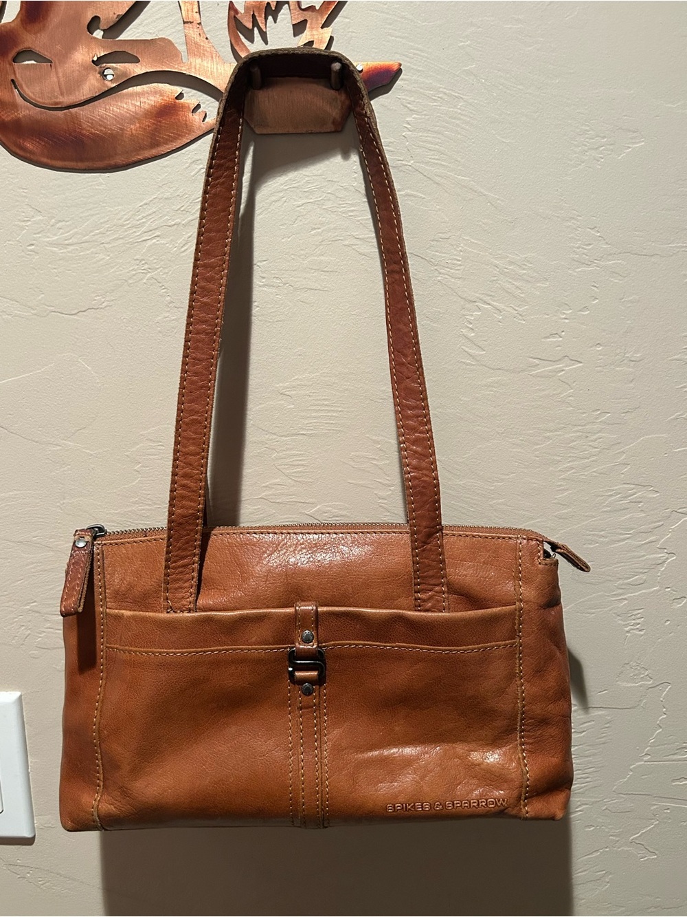 Spikes & Sparrow Small Leather Tote Brown Mini Shoulder Bag Distressed